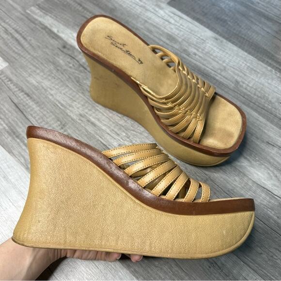 VINTAGE 90s Y2K Platform Chucky Wedge Sandals Shoes Size 8 - Picture 2 of 13